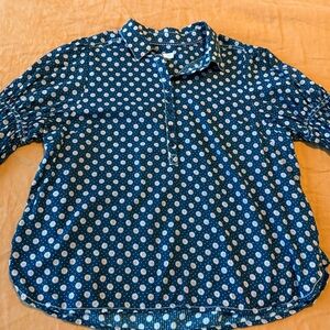 Pilcro Navy Blue Floral Dot Henley Blouse